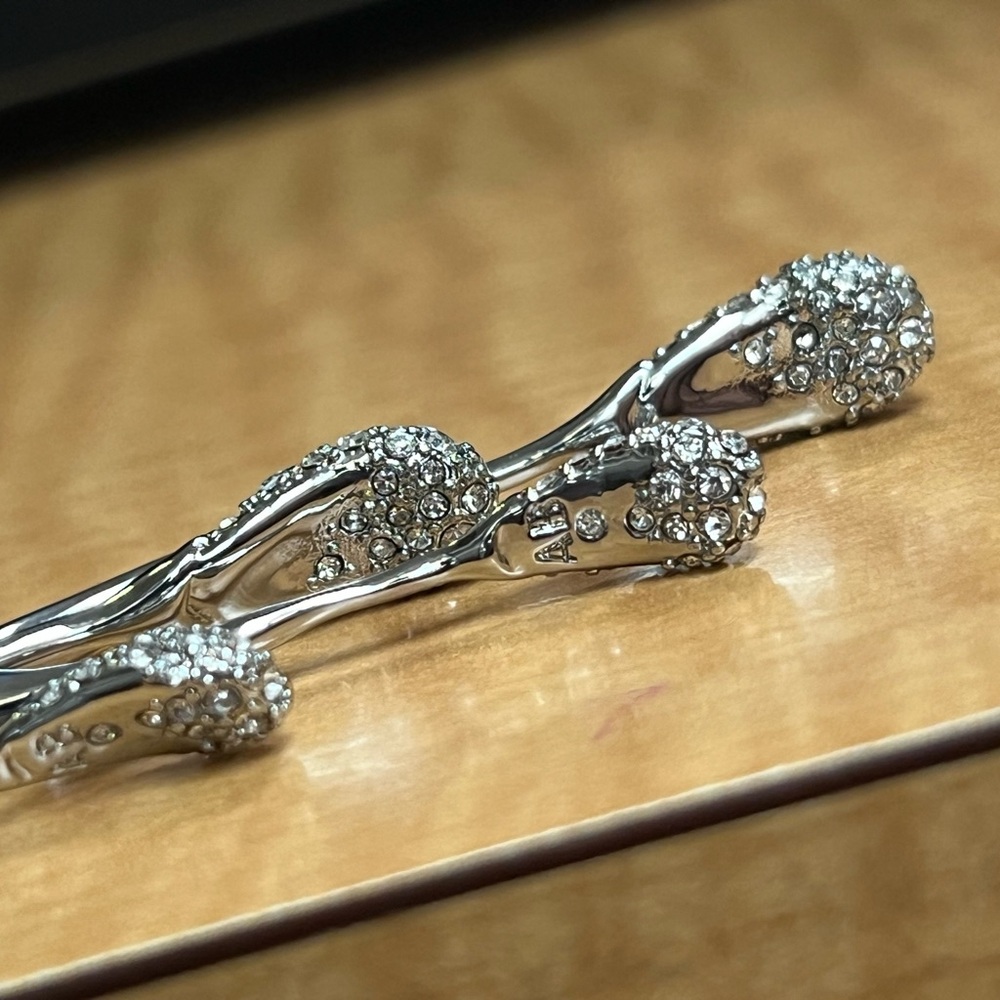 New Signed Alexis Bittar AB Silvery Orbiting Crystal Encrusted Drop Earring - Picture 8 of 9